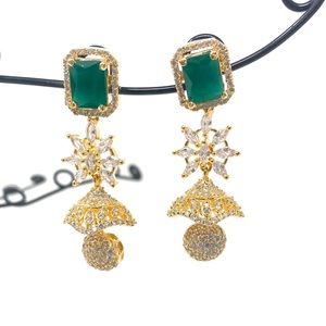 Indian multi green stone earrings